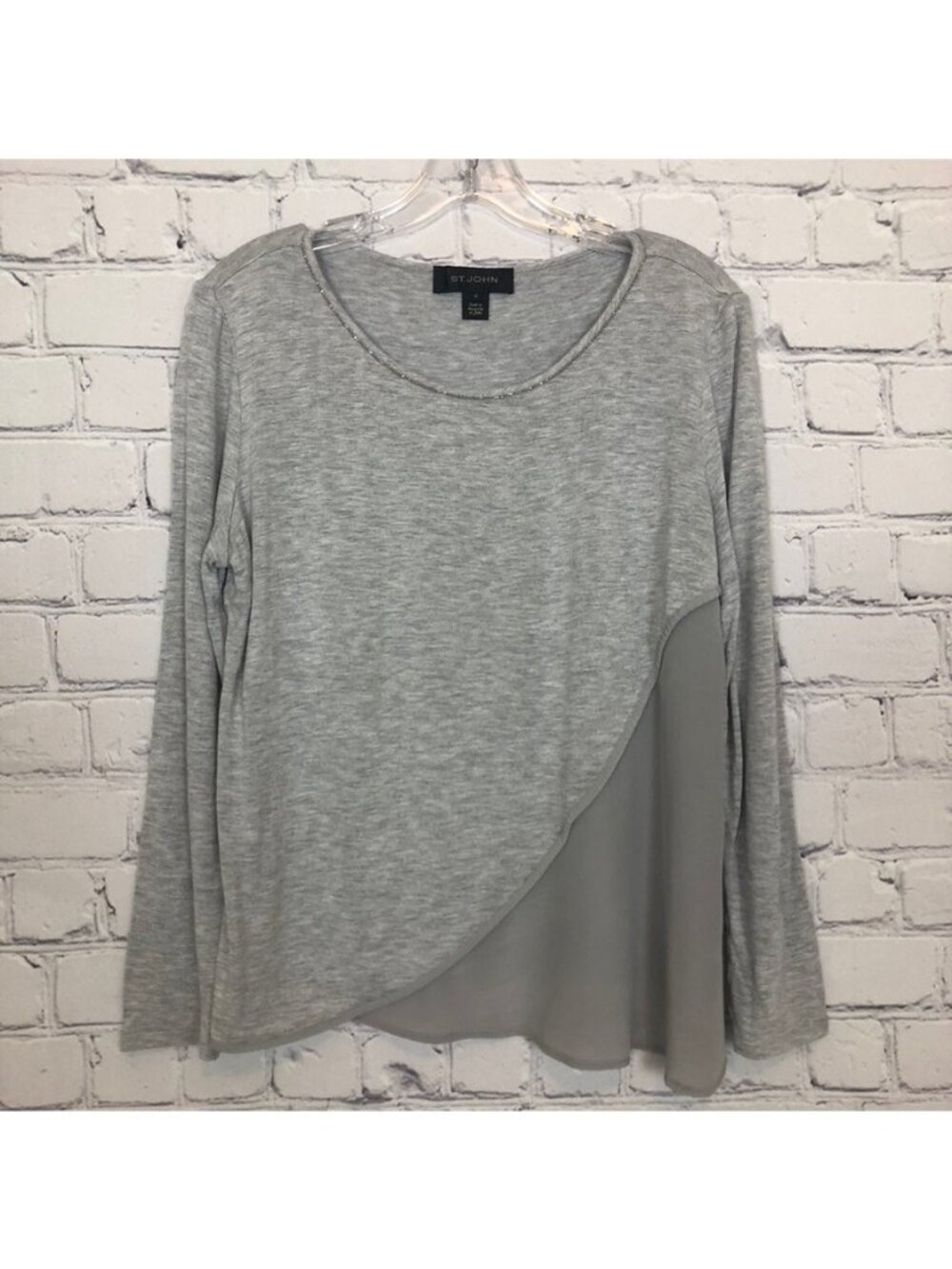 St John Gray Tee Size M Silk Viscose